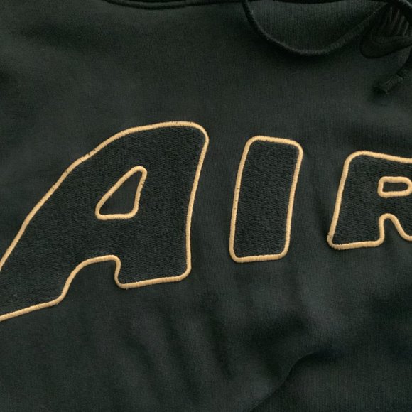 Rare! NIKE AIR UPTEMPO HOODIE JACKET Sportswear Pullover Mens Large Black Gold - Picture 2 of 7